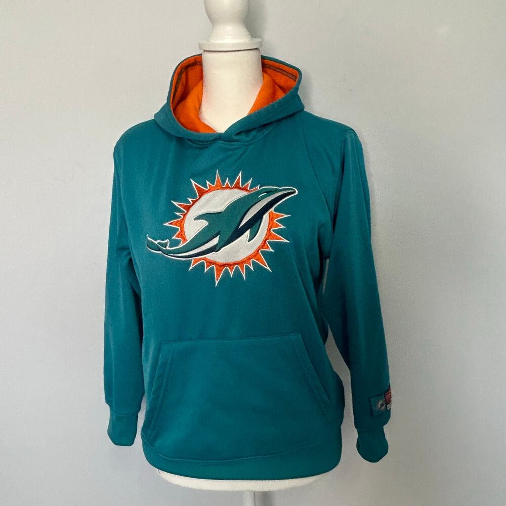 NFL Miami Dolphins Ultra Game Hoodie Teal Orange Youth 14-16 NWOT Embroidered